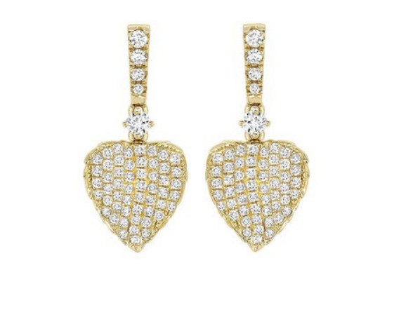 Kiki McDonough Lauren Yellow Gold Pave Diamond Leaf Earrings