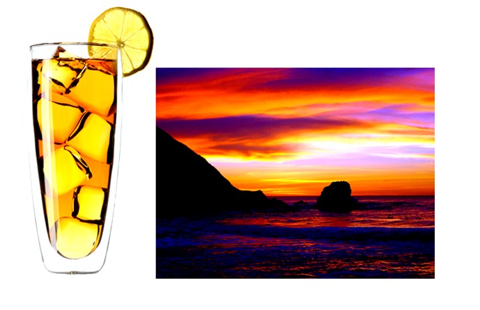 Cocktail et coucher de soleil sur le moonboard des joaillières