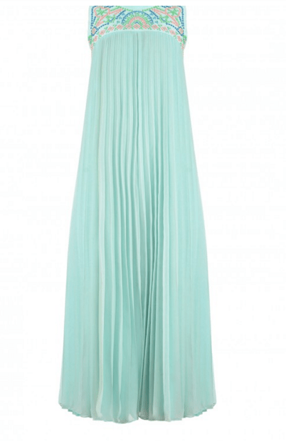 Manish Arora Sky Blue Pleated dress with Multicolor Beads $254